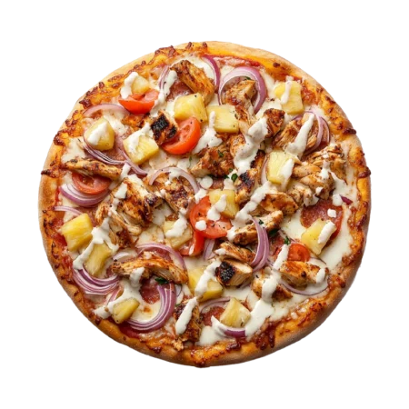 Пицца Экзотика с курицей, ананасами и сливочным соусом, пиццерия Калина
