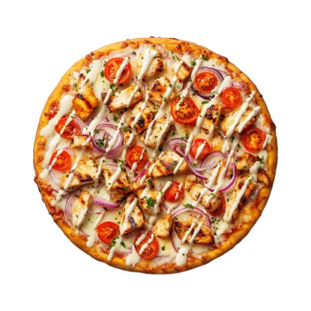 Пицца с курицей, помидорами и сыром под сметанным соусом, пиццерия Калина Каневская